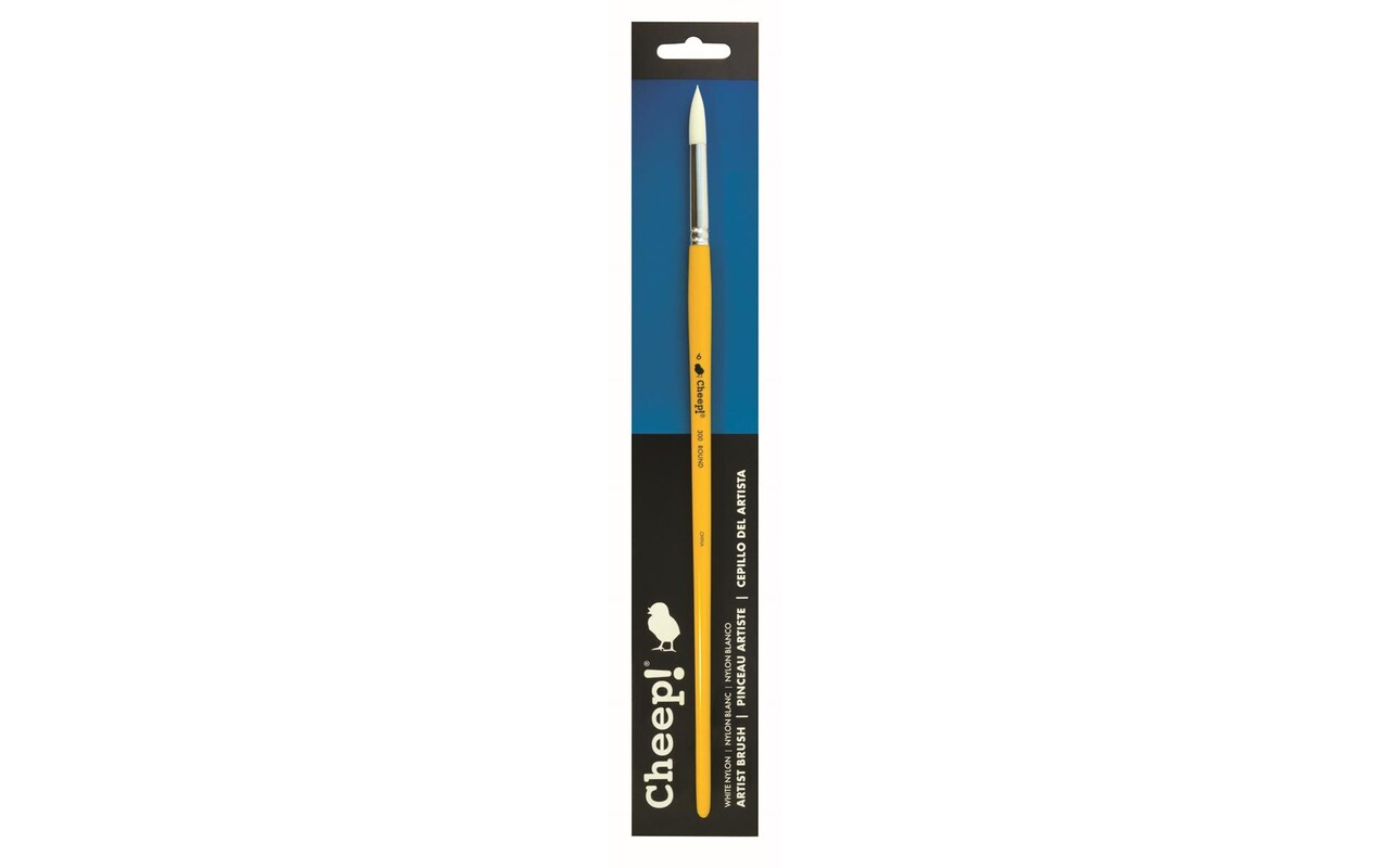 Cheep! White Nylon LH Round #6 Paint Brush with Wood Handle - paint brushes for Acrylic , Oil or Watercolor - Face application, Nail Art
